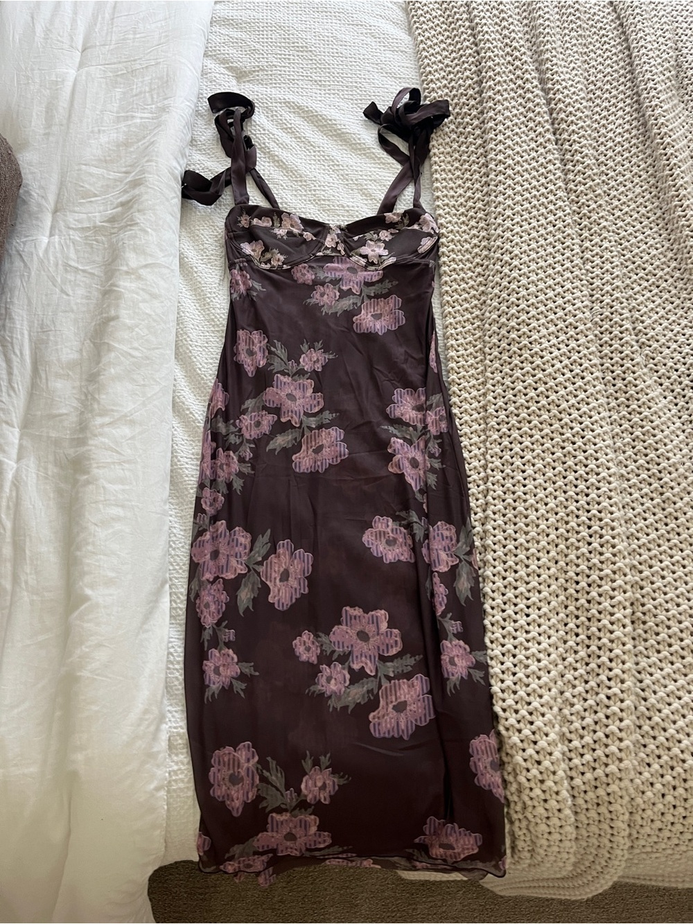 NWT - Free People Got Glam Brown Midi Dress - Med - Picture 4 of 4